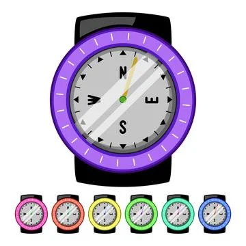 South compass cartoon vector graphic 库存插图