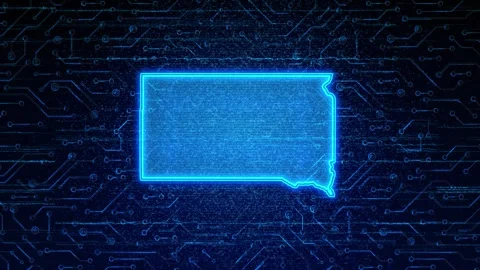 South Dakota Map Digital Technology Opener Stock Footage 335475879