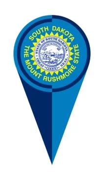 South Dakota Map Pointer Location Flag 스톡 일러스트