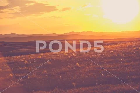 South Dakota Prairies. Sunset Scenery. United States of America. Stock Photos
