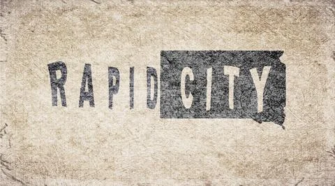 South Dakota Rapid City Typography Map Stock Illustration