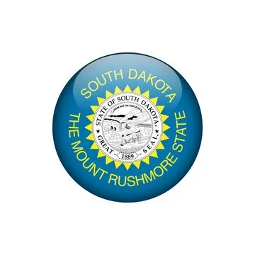 South Dakota Round Circle Button Flag of the US States Vector Template Illustrazione stock