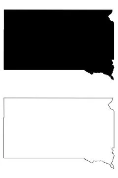 South Dakota SD State Border USA Map Stock Illustration