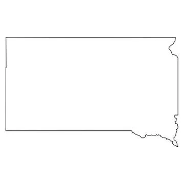 South Dakota SD State Border USA Map Outline Stock Illustration