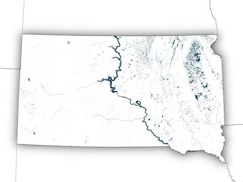 South Dakota shape with state borders, white map Illustrazione stock
