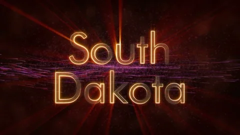 South Dakota - Shiny looping state name text animation Stock Footage 99579817