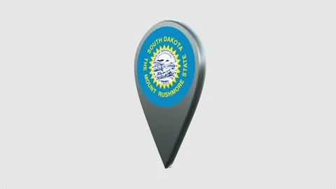 South Dakota State Flag Location Map Marker Pin With Alpha Channel Looped Stock Footage 239462650