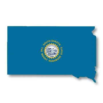 South Dakota State Flag Map Stock Illustration