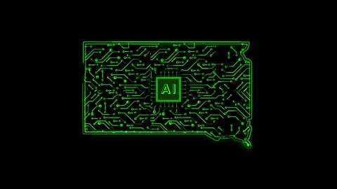 South Dakota State Map AI Chipset Technology Opener Stock Footage 337093239