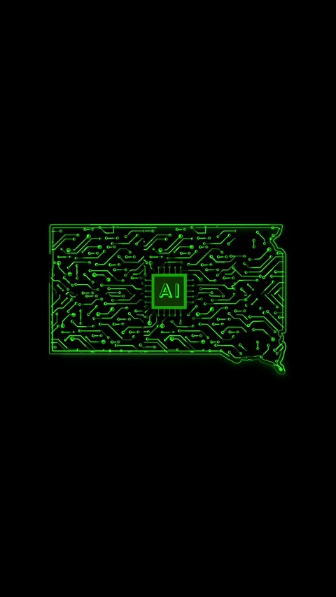 South Dakota State Map AI Chipset Technology Opener Stock Footage 337184481