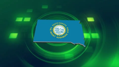 South Dakota State Map and Flag Background Видео 344648996