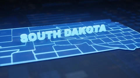 South Dakota State Map Geographic Outline Stock Footage 344633090