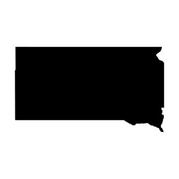 South Dakota, state of USA - solid black silhouette map of country area. Simple Ilustração Stock
