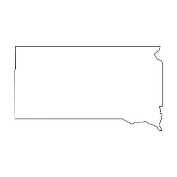 South Dakota, state of USA - solid black outline map of country area. Simple Ilustração Stock