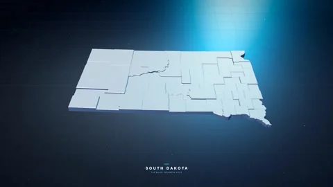South Dakota USA state map with glowing tech digital network style Stock Footage 340614185