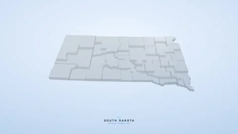 South Dakota USA state map 3D animation seamless loop Video stock 341068172