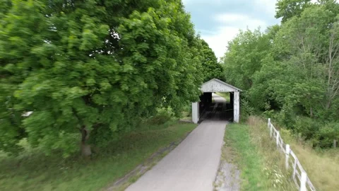 South Denmark Covered bridge in Ashtabula county, Ohio, USA. Stock Footage 240141665