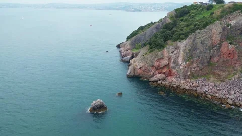 South Devon Coast, Cliffside Drone Footage Stock Footage 249411898