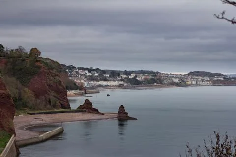South Devon coast on a cloudy day Stock Photos