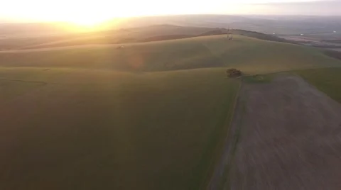 South Downs at sunset Stock Footage 68952644