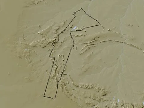 South-East, Botswana. Elevation map colored in wiki style with lakes and rive Stock Illustration