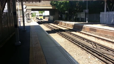 South Eastern Train Entering Station Stock Footage 111928113