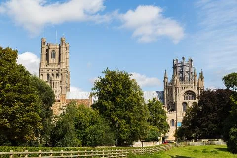 South facing facade of Ely Cathedral Stock Photos