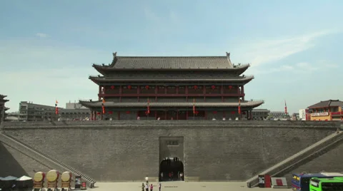 South gate of Xi'an city wall ,xian,shaanxi,China Stock Footage