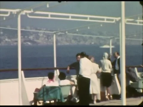 South Italy viewed from the open upper deck of a ferry_01 (Italy, 1961) Stock Footage 220602500