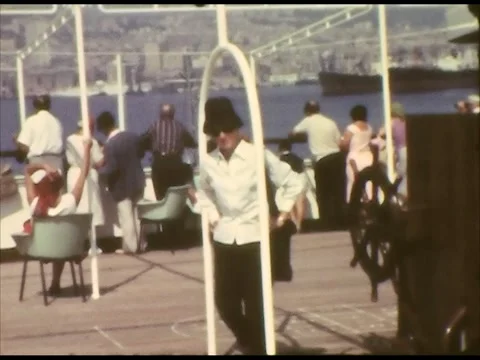 South Italy viewed from the open upper deck of a ferry_02 (Italy, 1961) Stock Footage 220602540