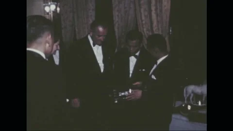 SOUTH KOREA - 1966: State visit — Black-tie guests at the banquet Stock Footage 342590771