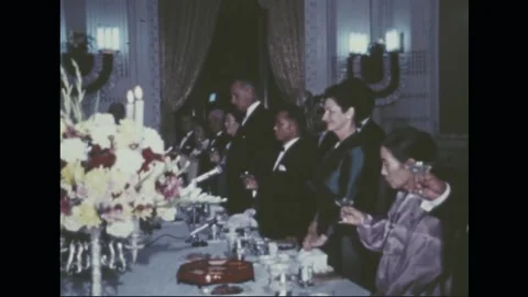 SOUTH KOREA - 1966: State visit — Lyndon B. Johnson at a banquet toast Stock Footage 342590776
