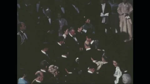 SOUTH KOREA - 1966: State visit — Full hall of banquet guests Stock Footage 342590777
