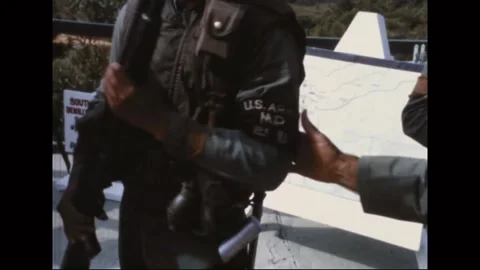 SOUTH KOREA - 1967: Frontier security - field gear and armband Stock Footage 343938124