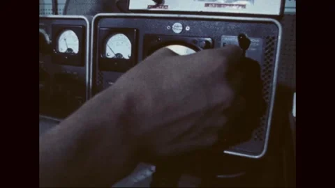 SOUTH KOREA - 1977: Electronics testing - Close view of test equipment Stockbeeldmateriaal 343940284