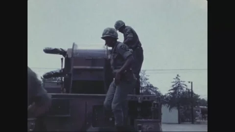 SOUTH KOREA - 1977: Missile loading drill - Crew assemble finned round Stock Footage 343939596