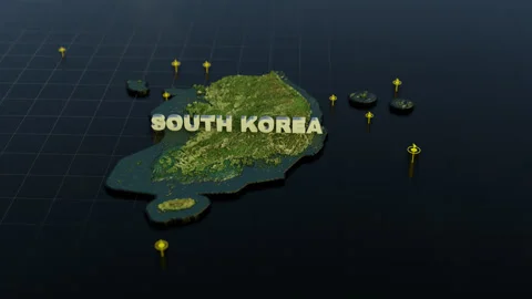 South Korea 3D Map With Animation Stock Footage 310110389