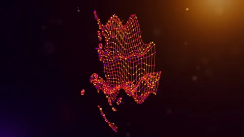 South Korea Connected Intelligence Network Map Reveal Animation Stock Footage 336972665