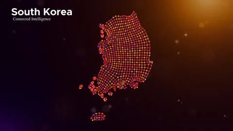 South Korea Connected Intelligence Technology Network Concept Map Illustrazione stock