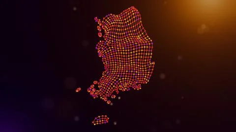 South Korea Digital Network Map With Futuristic Data Connections Stock Illustration