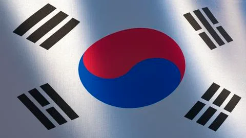South Korea flag. 3d illustration of waving flag of South Korea Stock Illustration