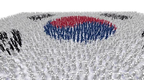 South Korea Flag Crowd Video stock 34608791
