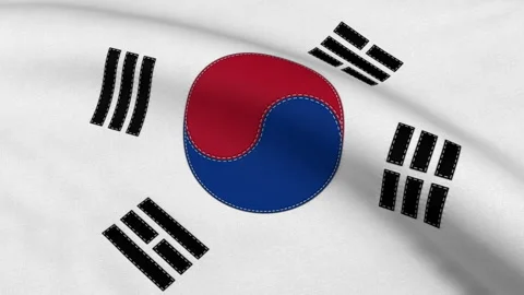 South Korea Flag Loop Stock Footage 241260277