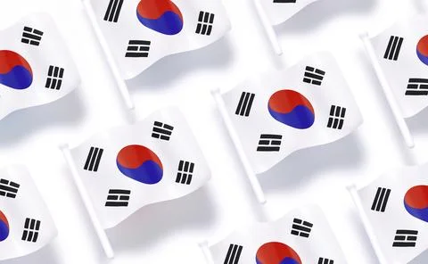 South Korea flag pattern background white soft color. Realistic cartoon 3d .. Illustrazione stock