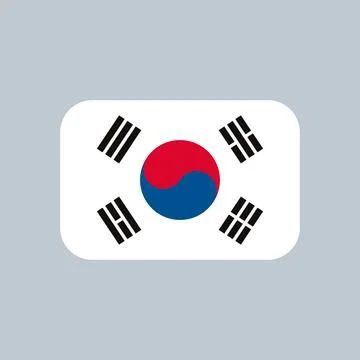 South Korea Flag Rounded Rectangle Icon Light Background Stock Illustration