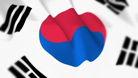 South Korea Flag Seamless Loop 4k 60fps on Sky Background Stock Footage 340349699