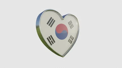 South Korea Flag in the Shape of 3D Heart. Stock Footage 137297016
