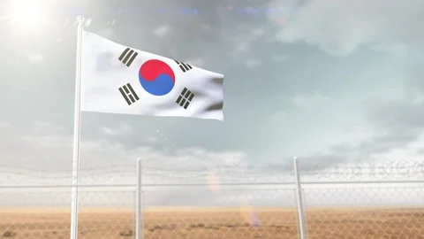 South Korea flags wave. Stock Footage 297385168