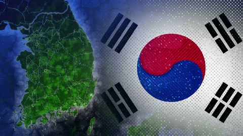 South Korea map on the background of the flag. Stock Footage 158904158