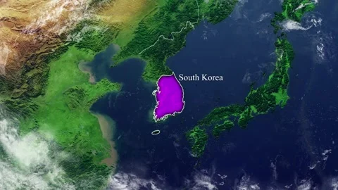 SOUTH KOREA Map With Borders Stock Footage 318676456